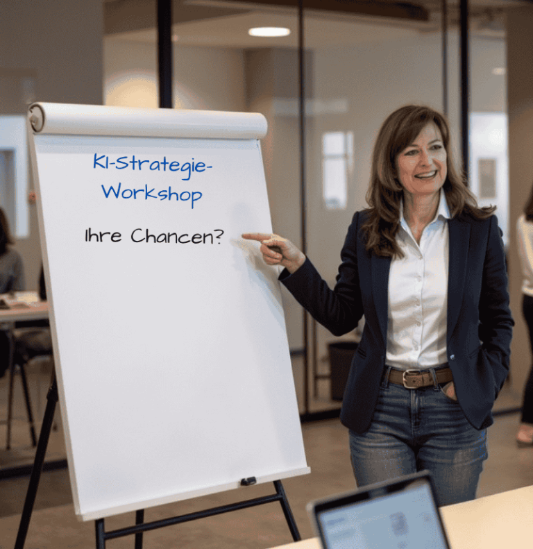 Perplexity-Workshop – mit KI gezielt recherchieren und Wissen navigieren Leuchtende digitale Kompassrose auf dunklem Hintergrund – symbolisiert Orientierung und Wissenstransfer im Perplexity-Workshop.